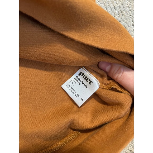 Pact Womens Organic Cotton Henley V-Neck Sweatshirt Rust Orange Long Sleeve L - Picture 3 of 6